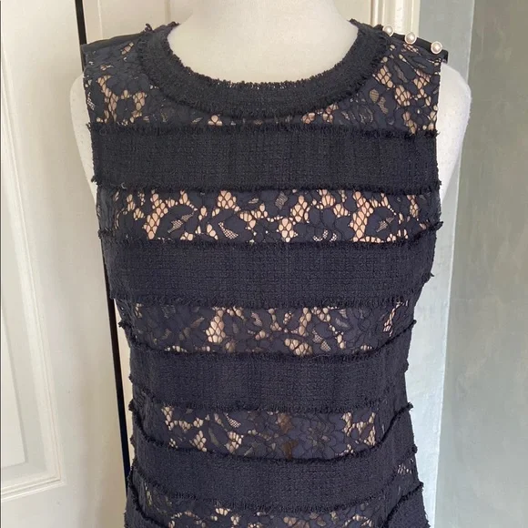 Talbots Chanel Inspired Size 2 Sleeveless Ponte Knit lace dress - Picture 4 of 6